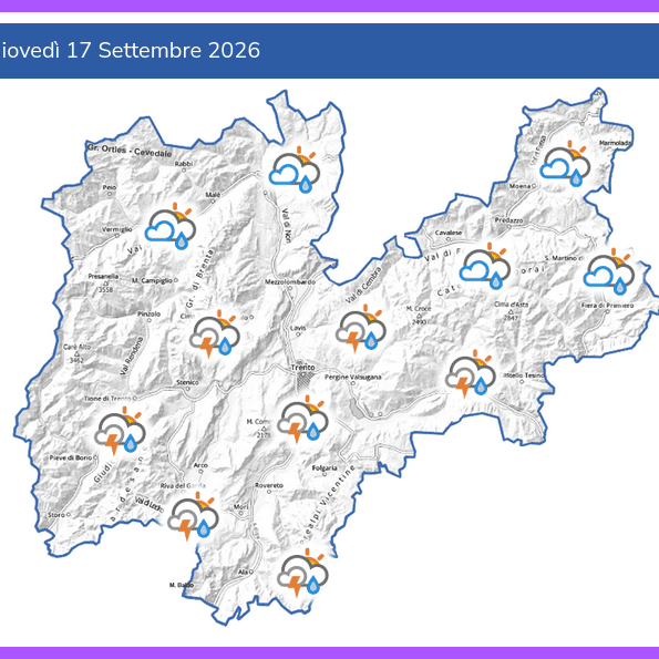 Arrivano pioggia e temporali in Trentino, weekend con il sole